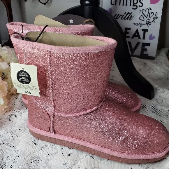 George Big Girls' Hug Boots - Glittery Pink sz 6 - Picture 2 of 4